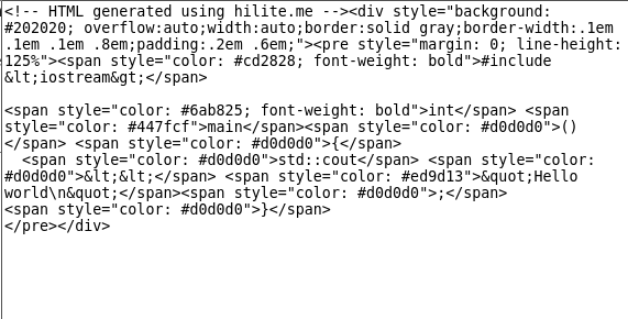 Code foramatted with hilite.me Code foramatted with hilite.me